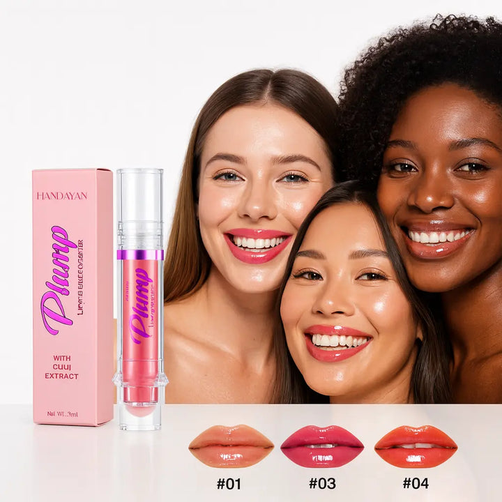 Liquid lipstick close-up – mirror face gloss effect that makes lips look fuller, softer, and ultra luminous