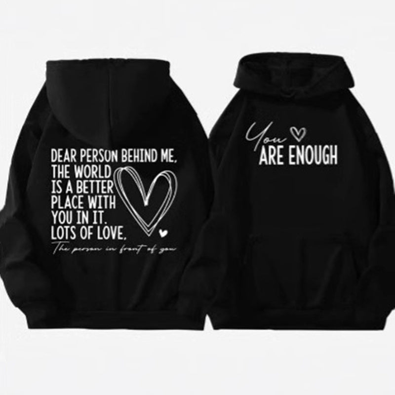 Love Letter Hoodie – Side Profile in Pink, Soft Polyester