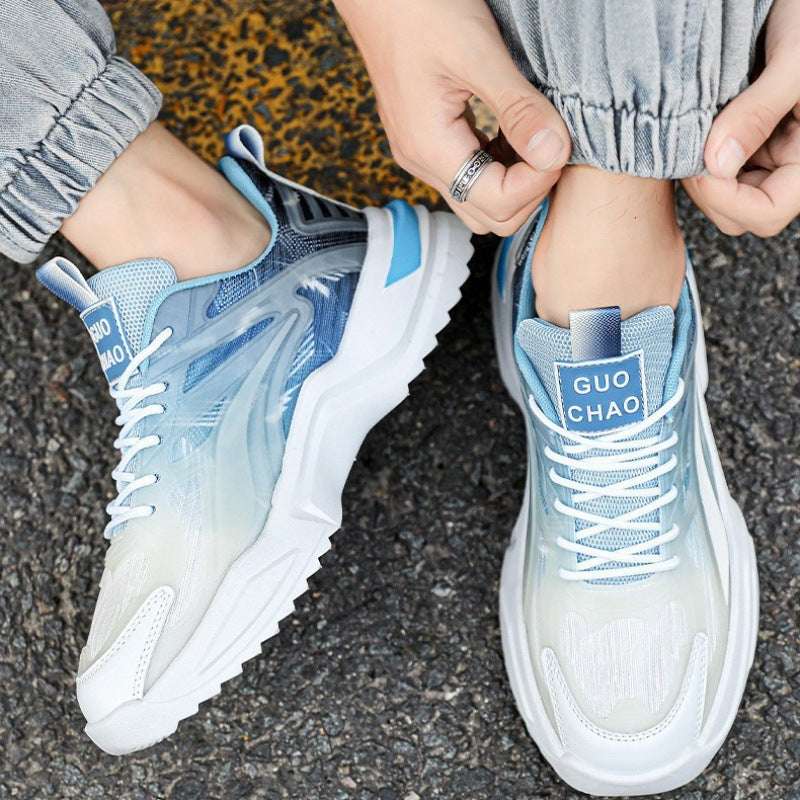 Low-top men’s sneakers with rubber sole close-up

