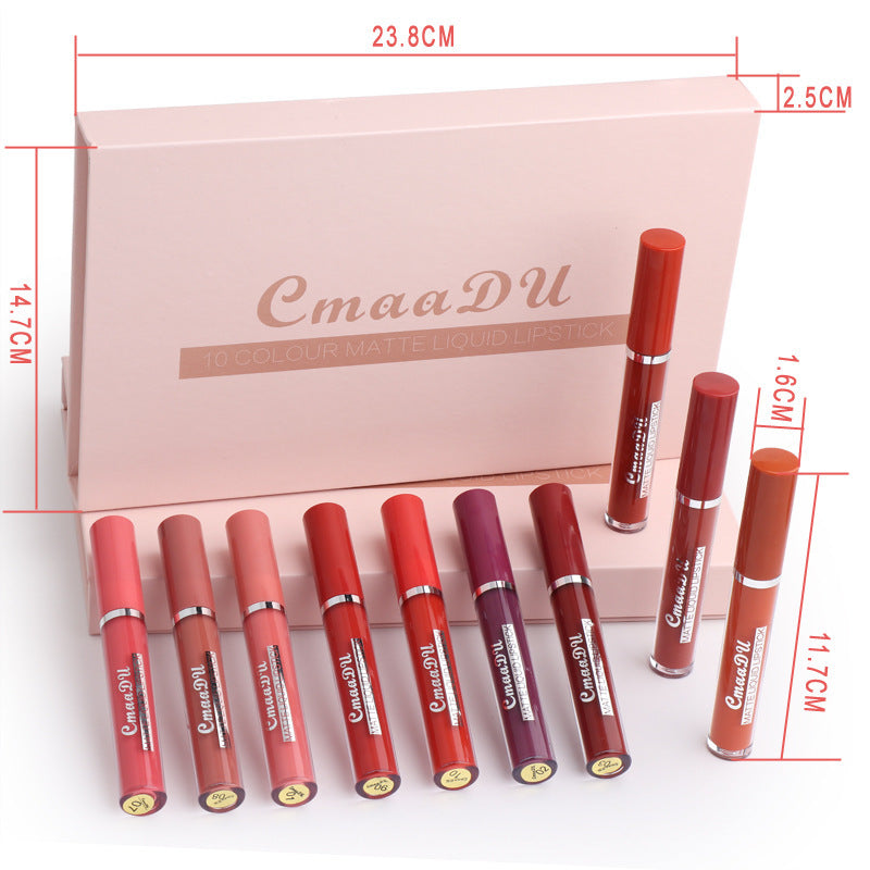 Luxury Box of Non-Stick Waterproof Matte Lipstick with Glossy Tubes Inside