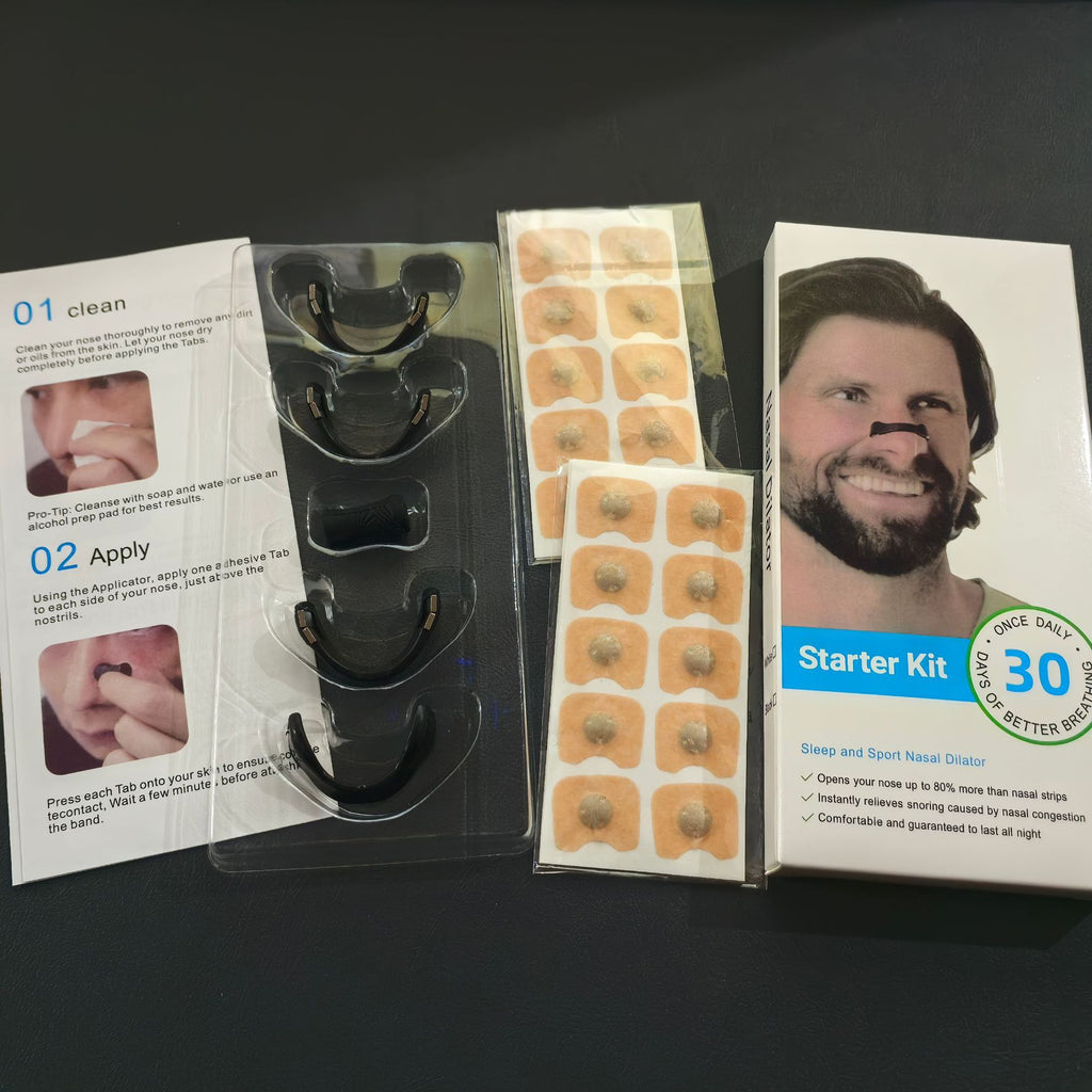 Man and Woman Wearing C6 Nasal Strips – Better Sleep Solution