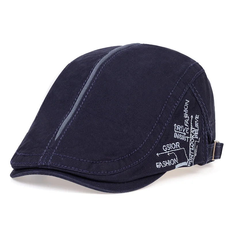 Men Beret – Cotton Driver Cap front view on model