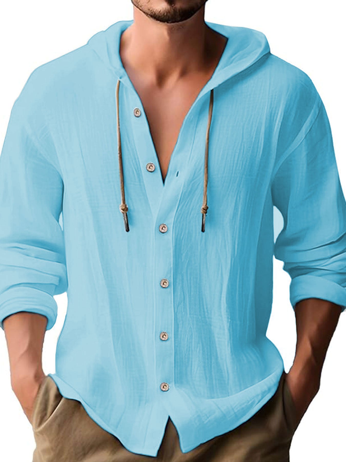 Men’s Casual Long-sleeved Top – soft lightweight texture