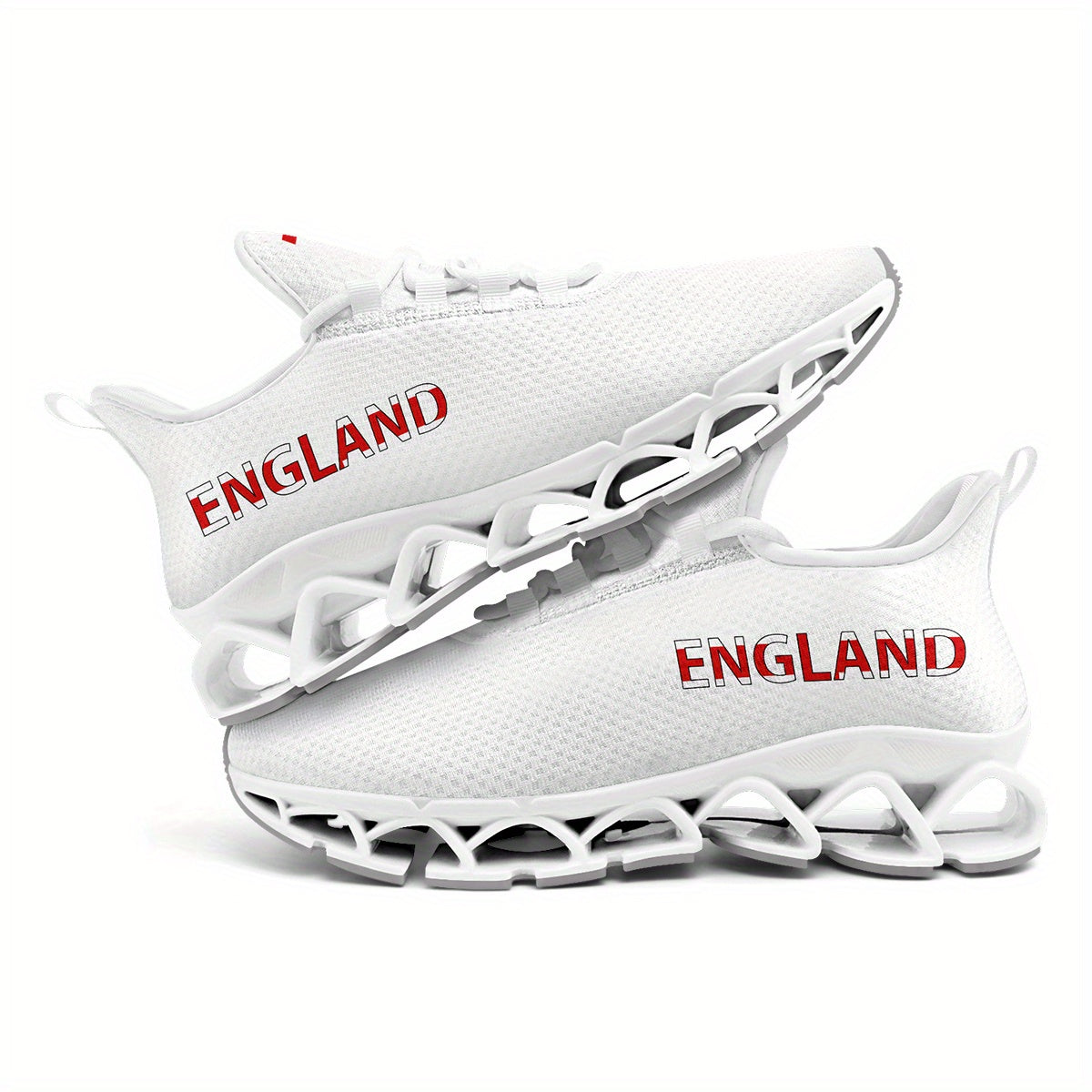 Men's England Flag Sneakers Front Profile: England Pride in Every Step with Fabric Upper