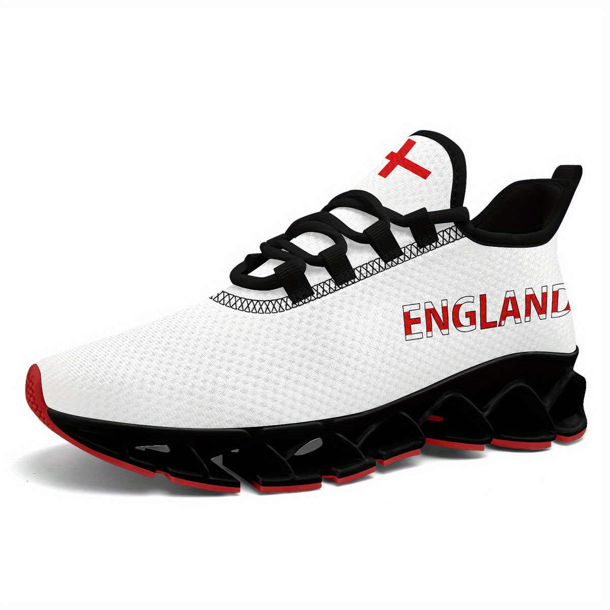 Men's England Flag Sneakers Side View: Low-Top Design with TPU Sole for Gym and Street Dominance