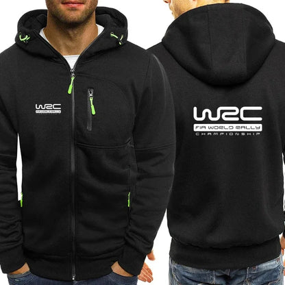 Men's Epic WRC Hoodie – Rev Up Now Close-Up Zipper Detail on Fashionable Men's WRC Hoodie Streetwear