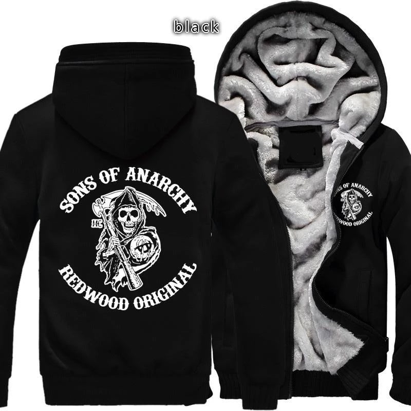 Men's Fleece Hooded Jacket – Zippered Comfort for Autumn
