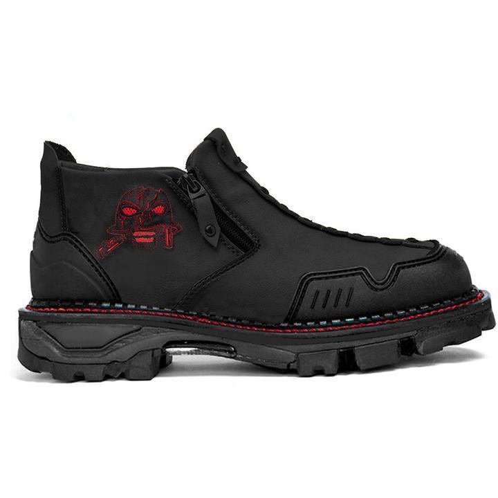 Men’s Halloween Skull Boots – ankle height and padded collar view