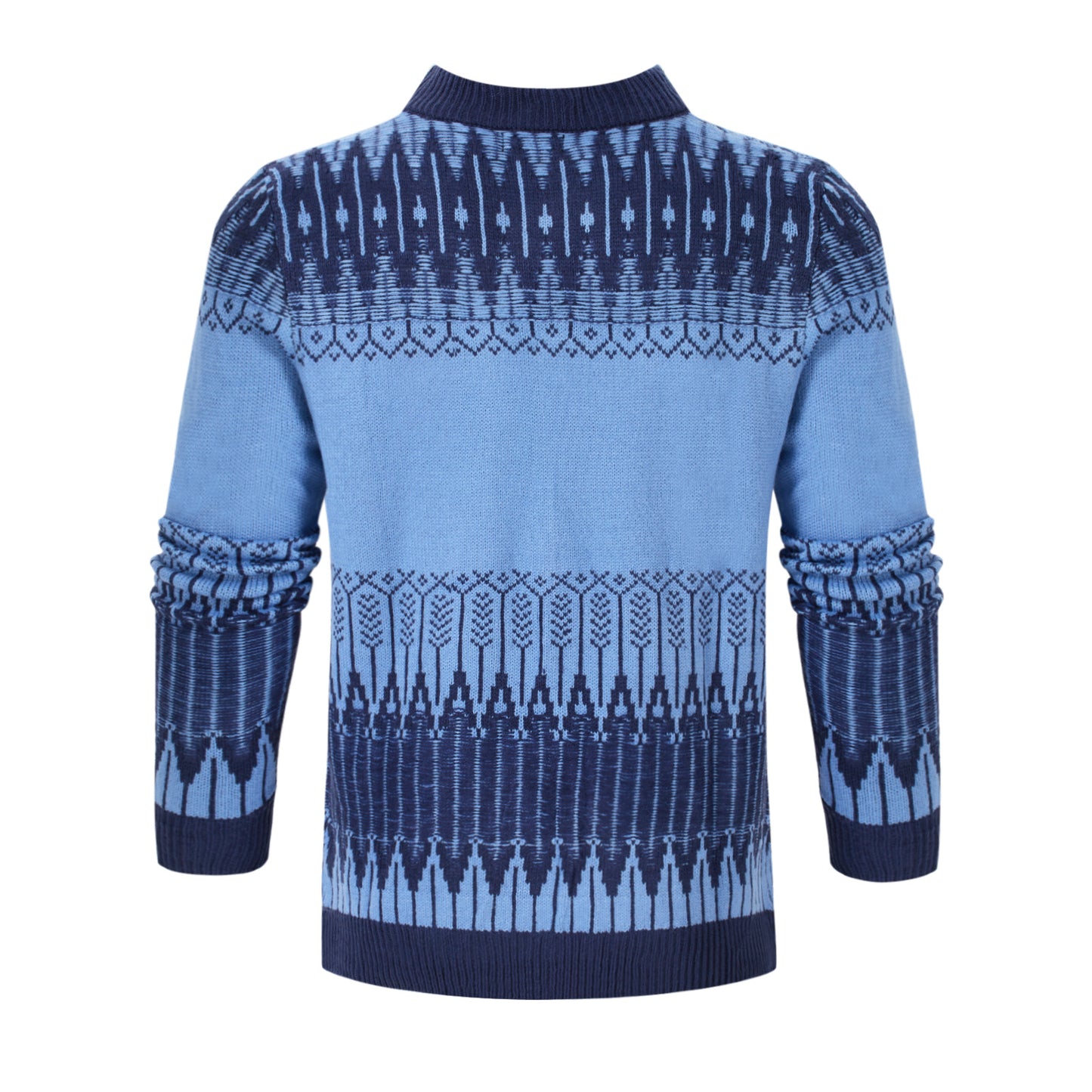 Men’s Knitted Sweater – Close-up of neckline and stitching