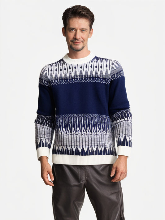 Men’s Knitted Sweater – Side profile fit with layered shirt