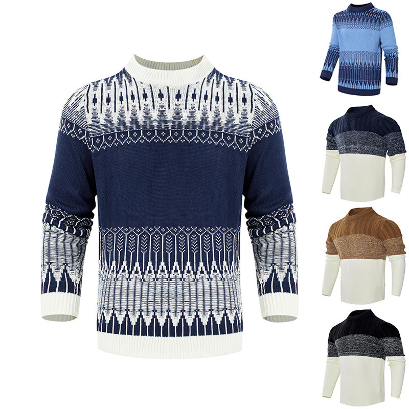 Men’s Knitted Sweater – Warm ribbed cuffs and hem detail
