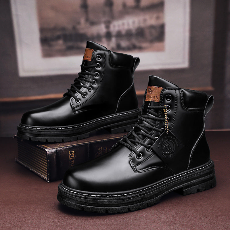 Men’s Martin Boots – Stitch Detail Khaki Streetwear