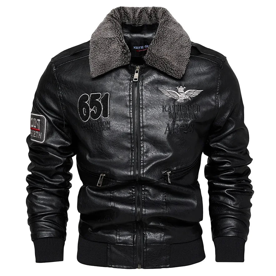 Men’s PU Leather Jacket – brown vintage tone, pilot vibe, easy layering
