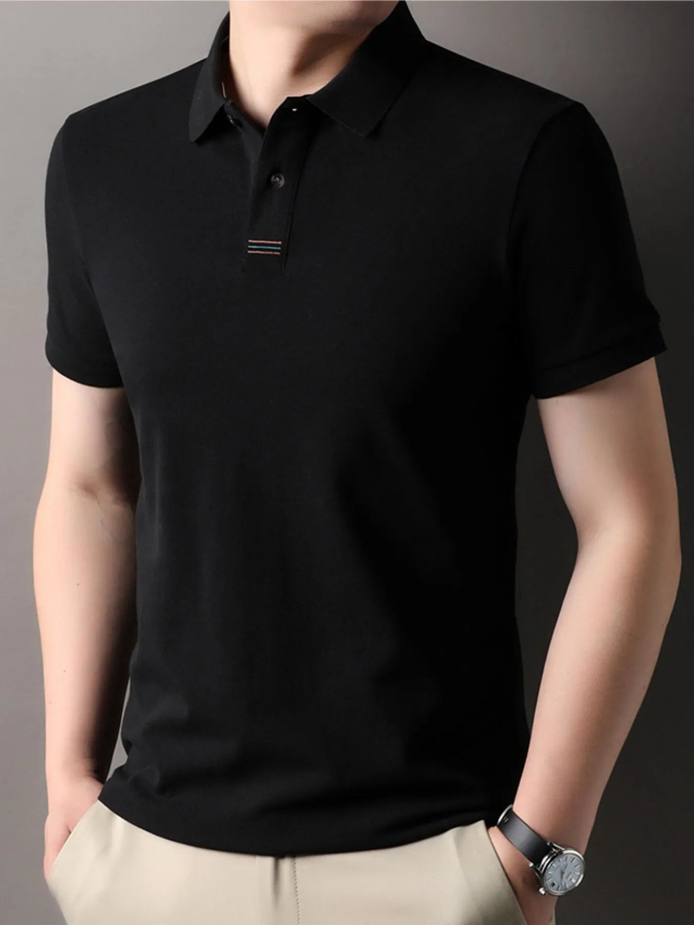 Men’s Plus Size Polo – Fabric texture macro: lightweight 100% polyester knit