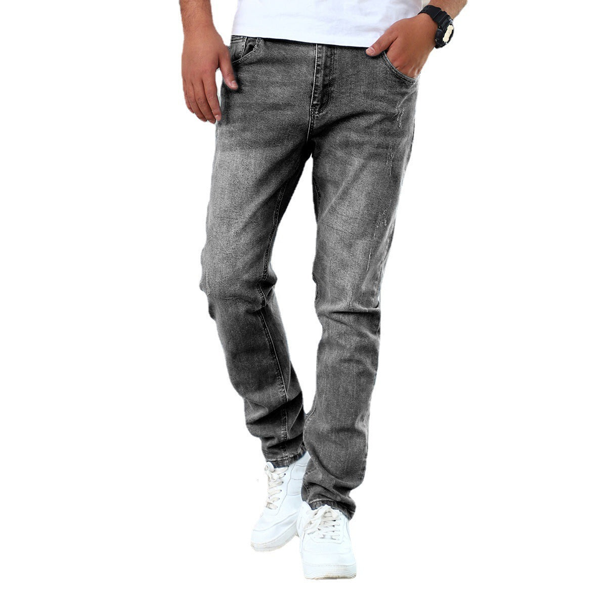 Men’s Stretch Skinny Jeans – Side profile highlighting tight leg line