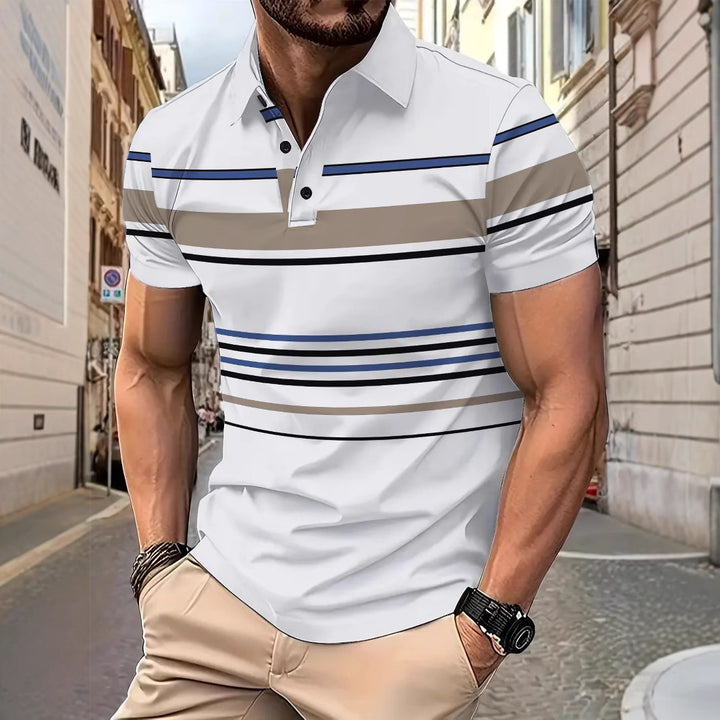 Men’s Striped Short Sleeve T-Shirt – Back view breathable fabric