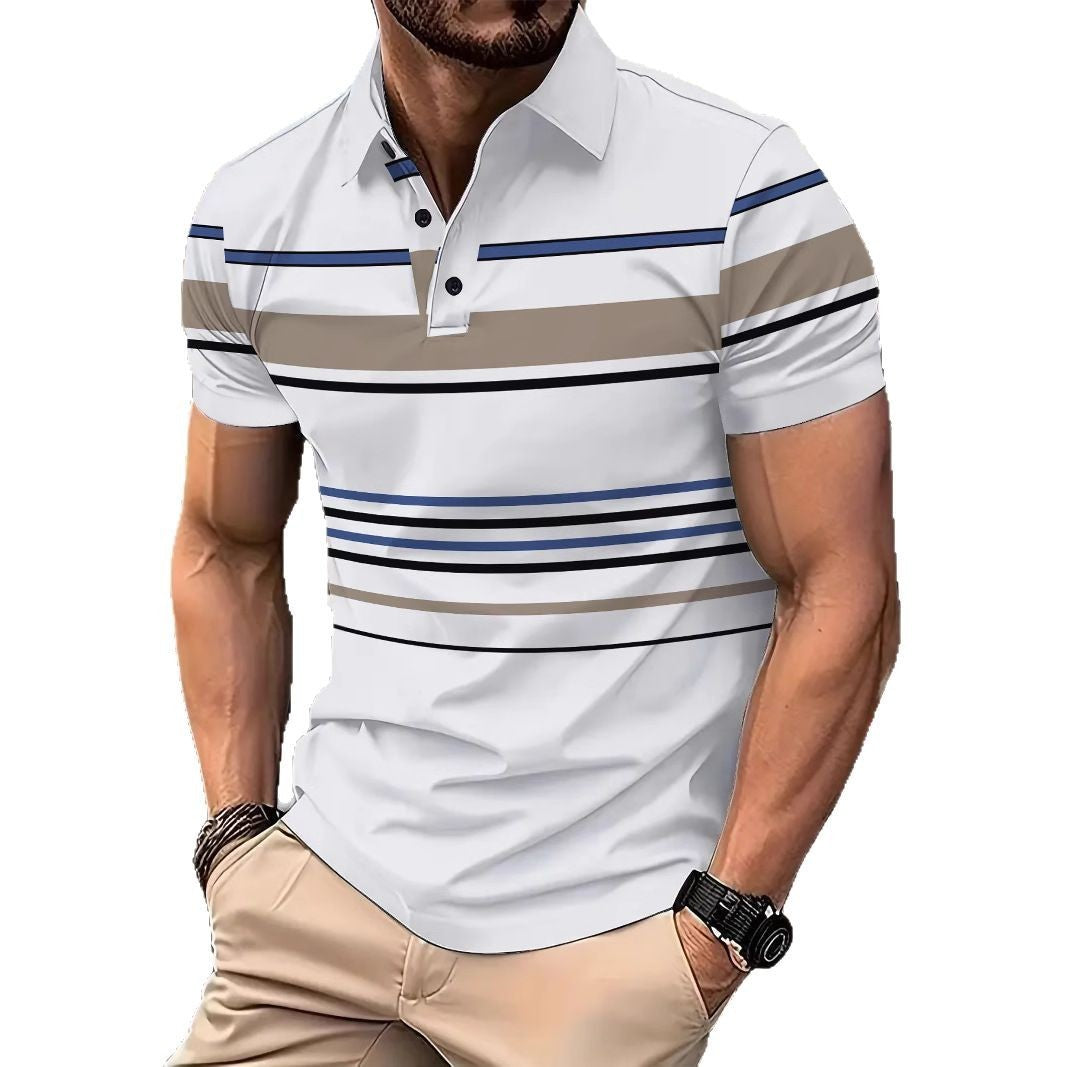 Men’s Striped Short Sleeve T-Shirt – Collar and stripe detail close-up