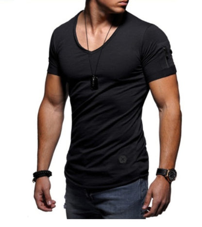 Men’s V-neck Short-sleeved Youth Shirt – Fabric texture, cotton-poly comfort stretch