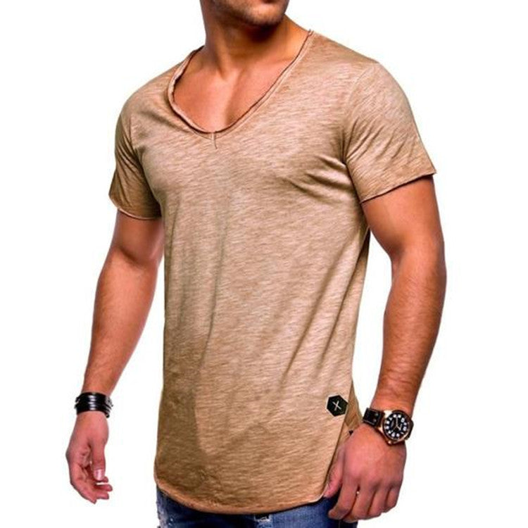Men’s V-neck Short-sleeved Youth Shirt – Size range S–5XL fit guide overlay