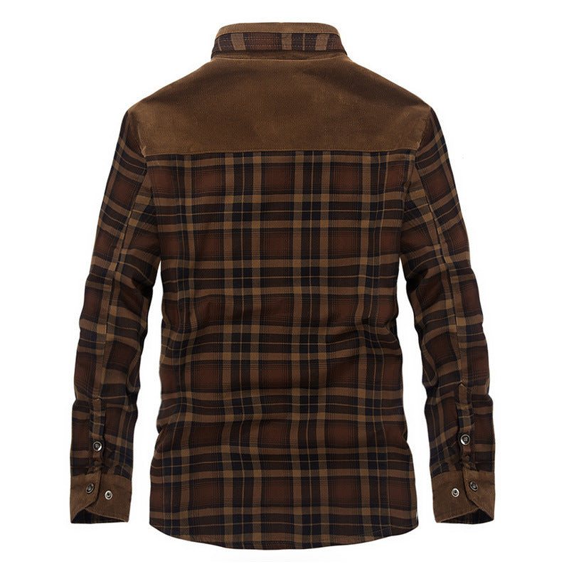 Men’s Winter Fleece Jacket – Square Collar, Button Front
