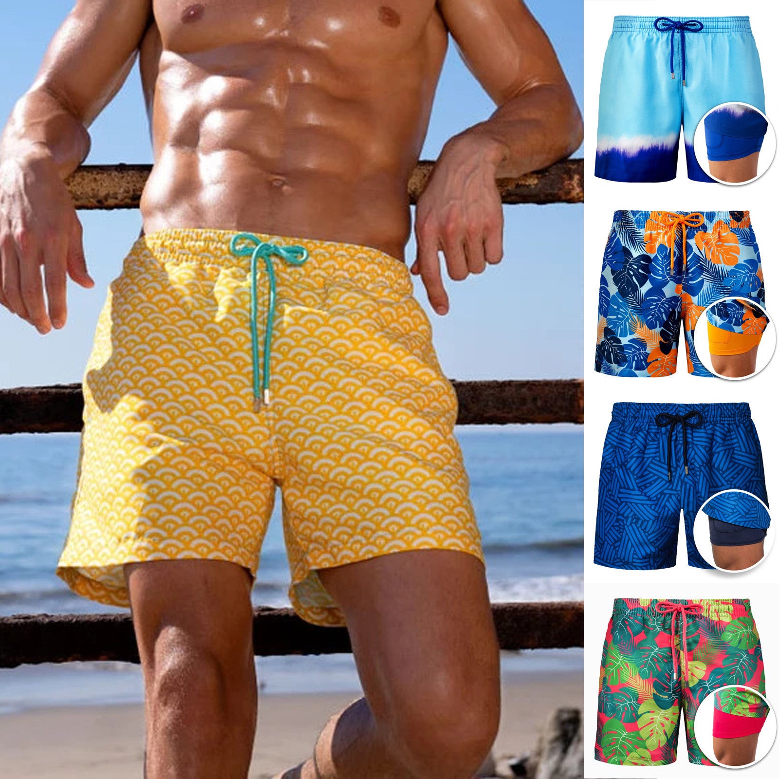 Men’s beach shorts – cotton-blend, micro-elastic fit for active days