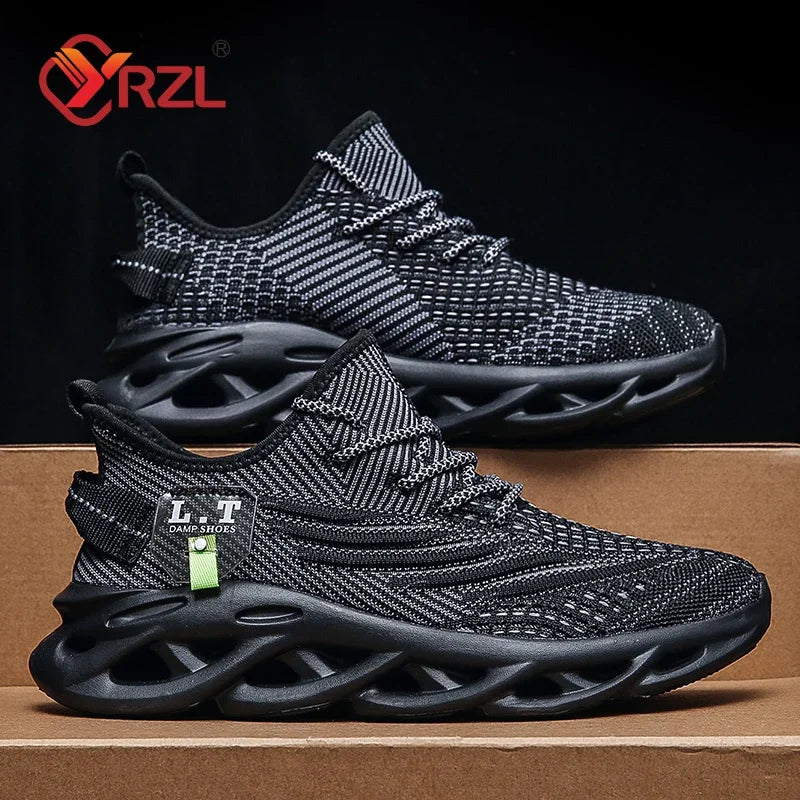Men’s black running shoes – shock-absorption test on treadmill