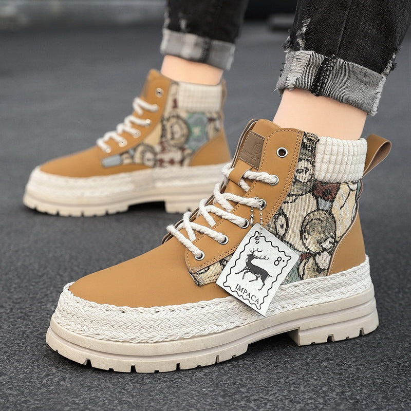Men’s high top work boots – square heel profile and traction