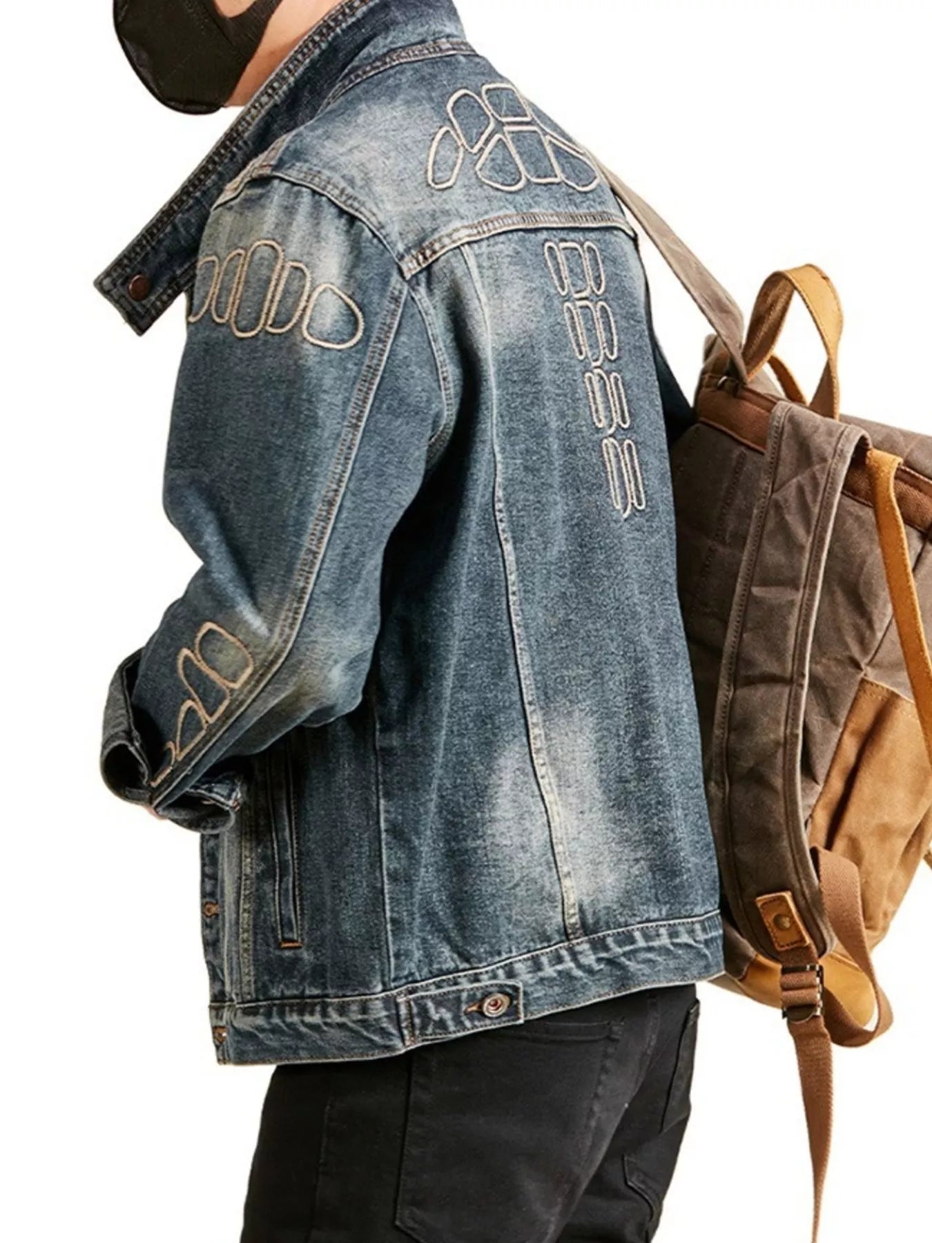 Men's plus size denim jacket styled with tee – everyday street look