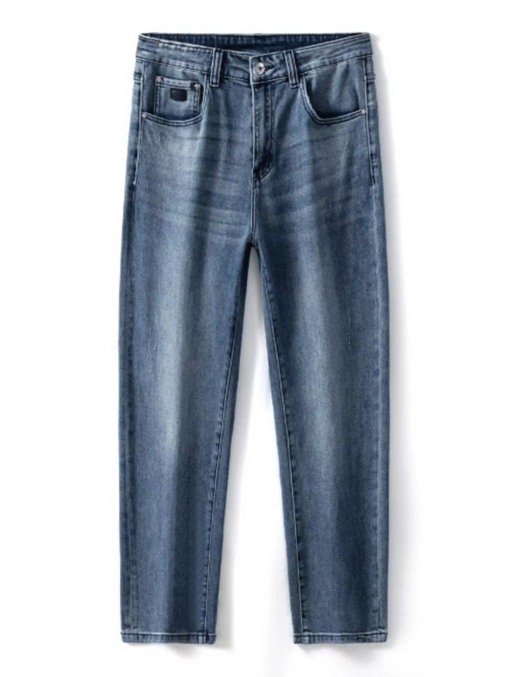 Men’s washed wide leg jeans – desk-to-weekend look with overshirt and trainers