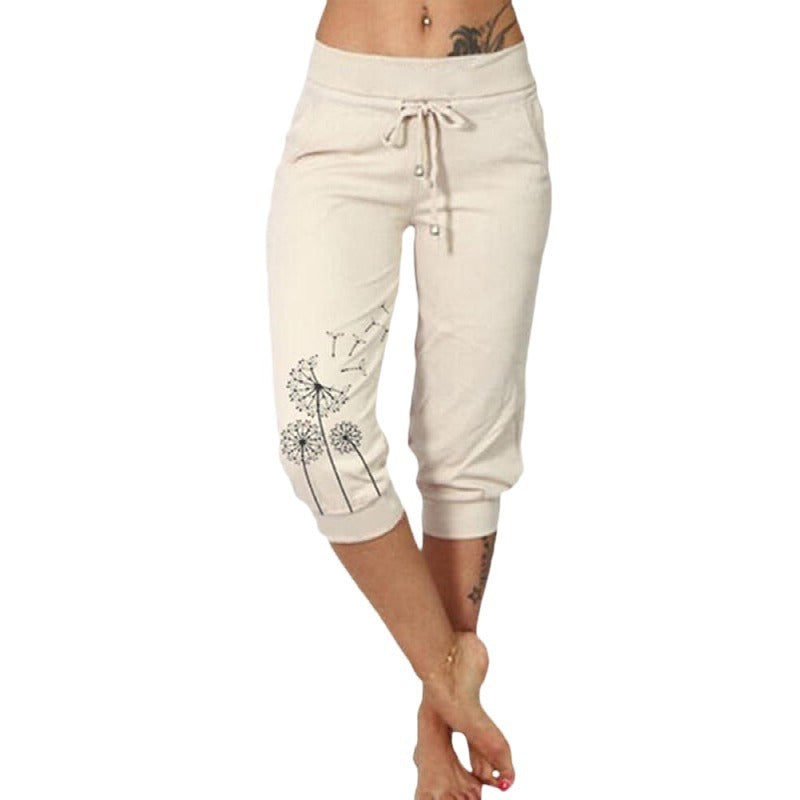“Milky White Cropped Trousers with Drawstring Detail”

