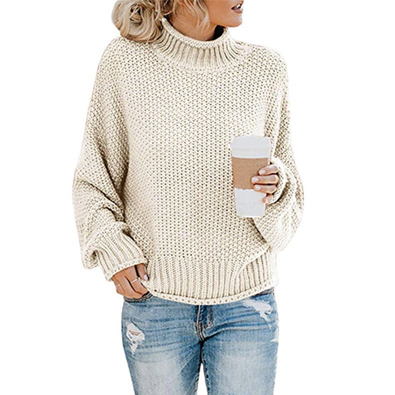 Minimal solid turtleneck pullover sweater – office to weekend style
