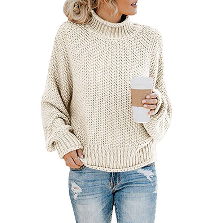 Minimal solid turtleneck pullover sweater – office to weekend style