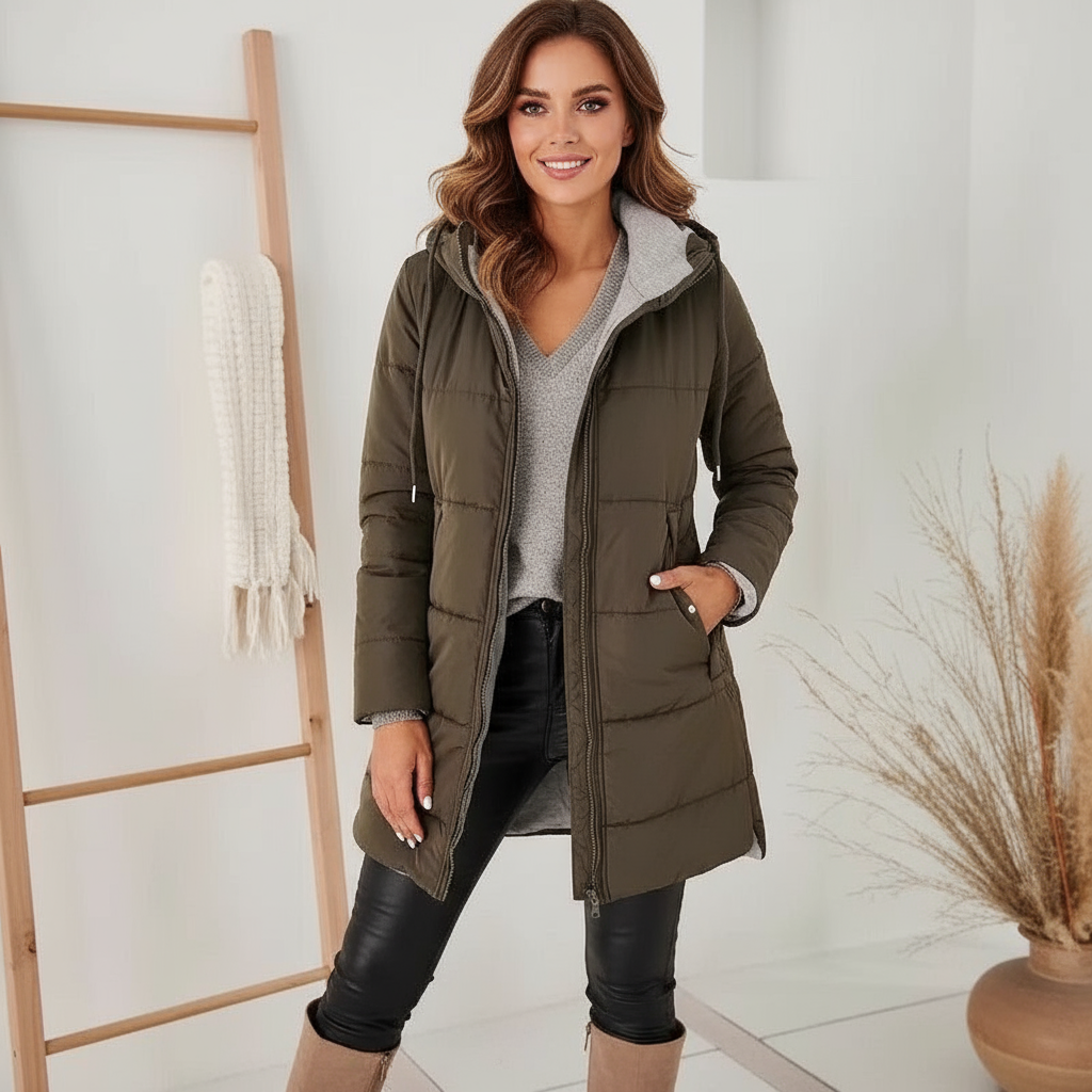 Women’s Hooded Cotton Jacket – Warm Pockets, Go