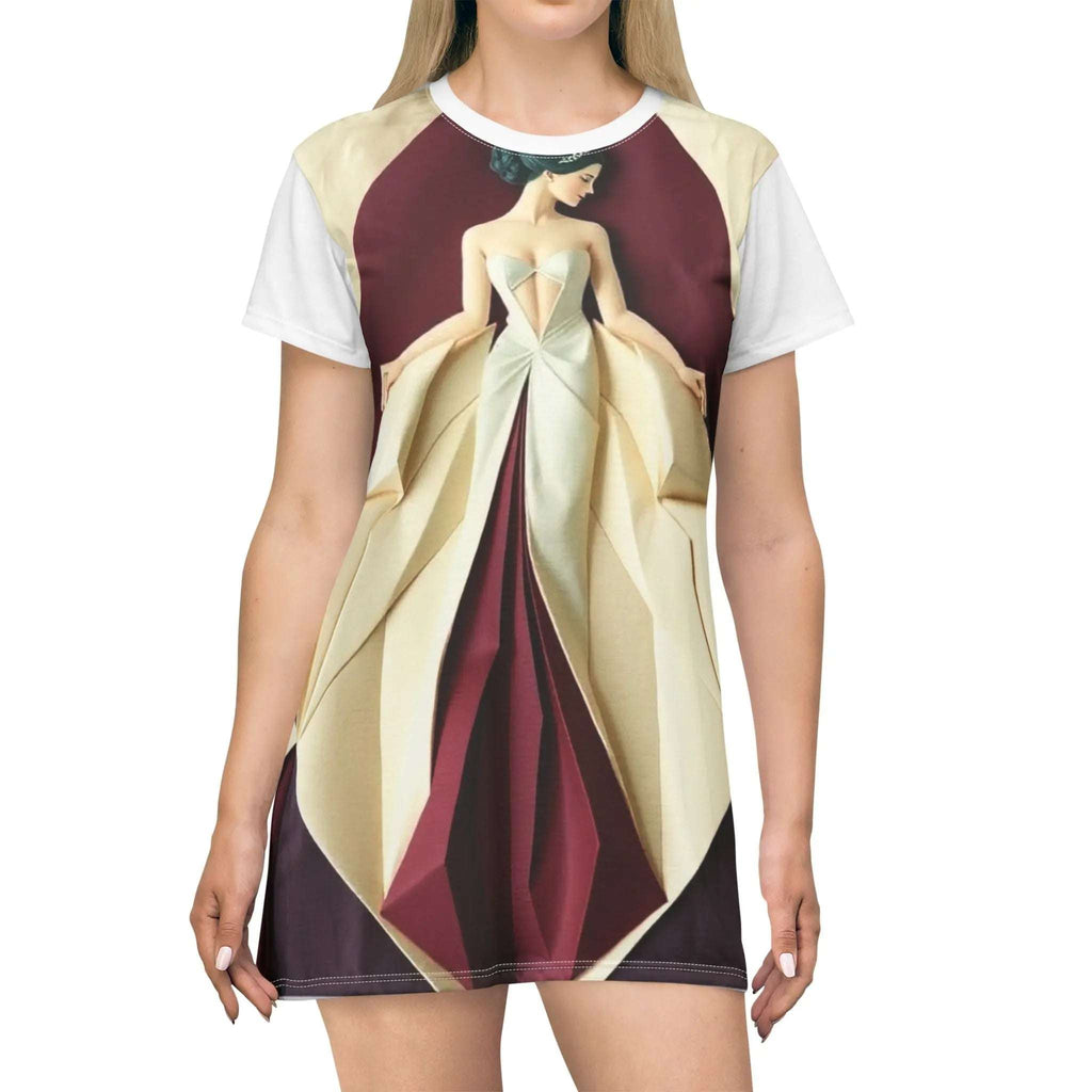 Elegant T-Shirt Dress with Artistic Print – Lightweight Luxury www.PrintOne1.com