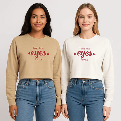Model Lounging in Heart Cropped Sweater – Cozy Vibes

