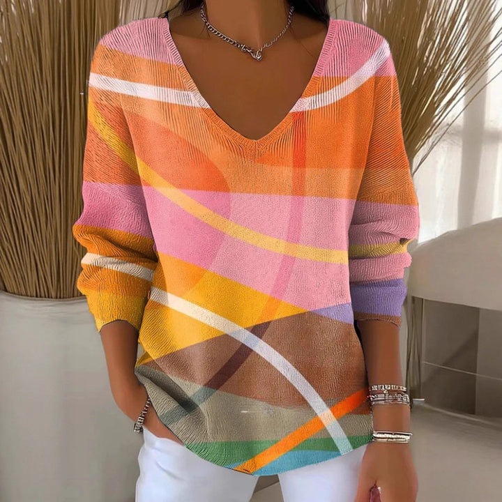 Model Twirling in Casual Gradient V-Neck Long Sleeve Women&