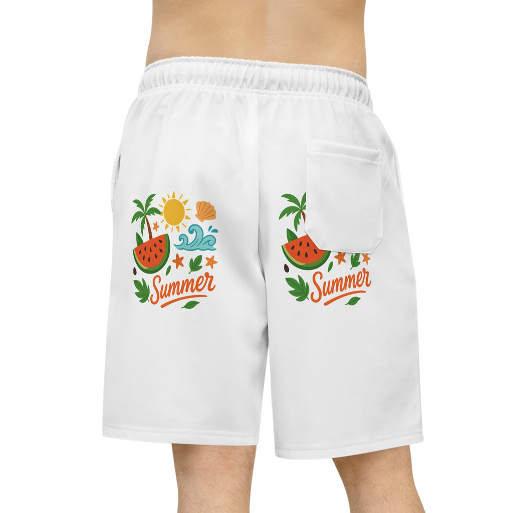 Model wearing Summer Vibes Shorts with tank top by the sea


