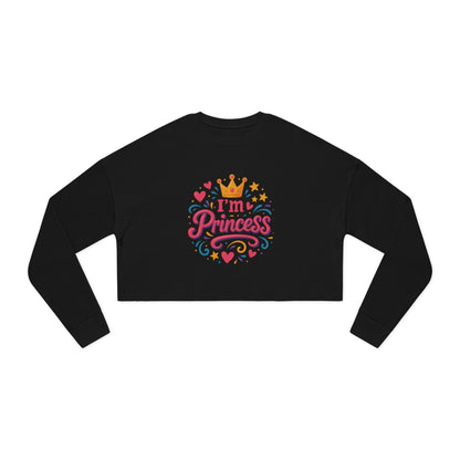 Black cropped sweatshirt with colorful I'm Princess design