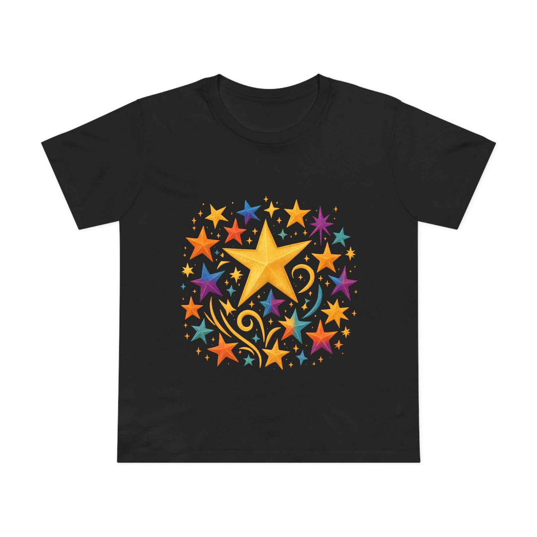 Women’s Vibrant Star Tee-100% Cotton Star Print T-Shirt