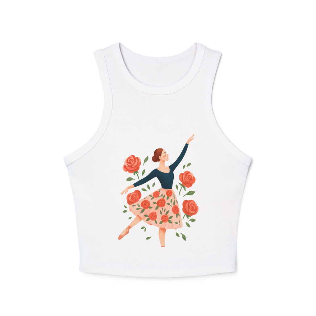 Lightweight women's micro rib racer tank styled for summer layering

