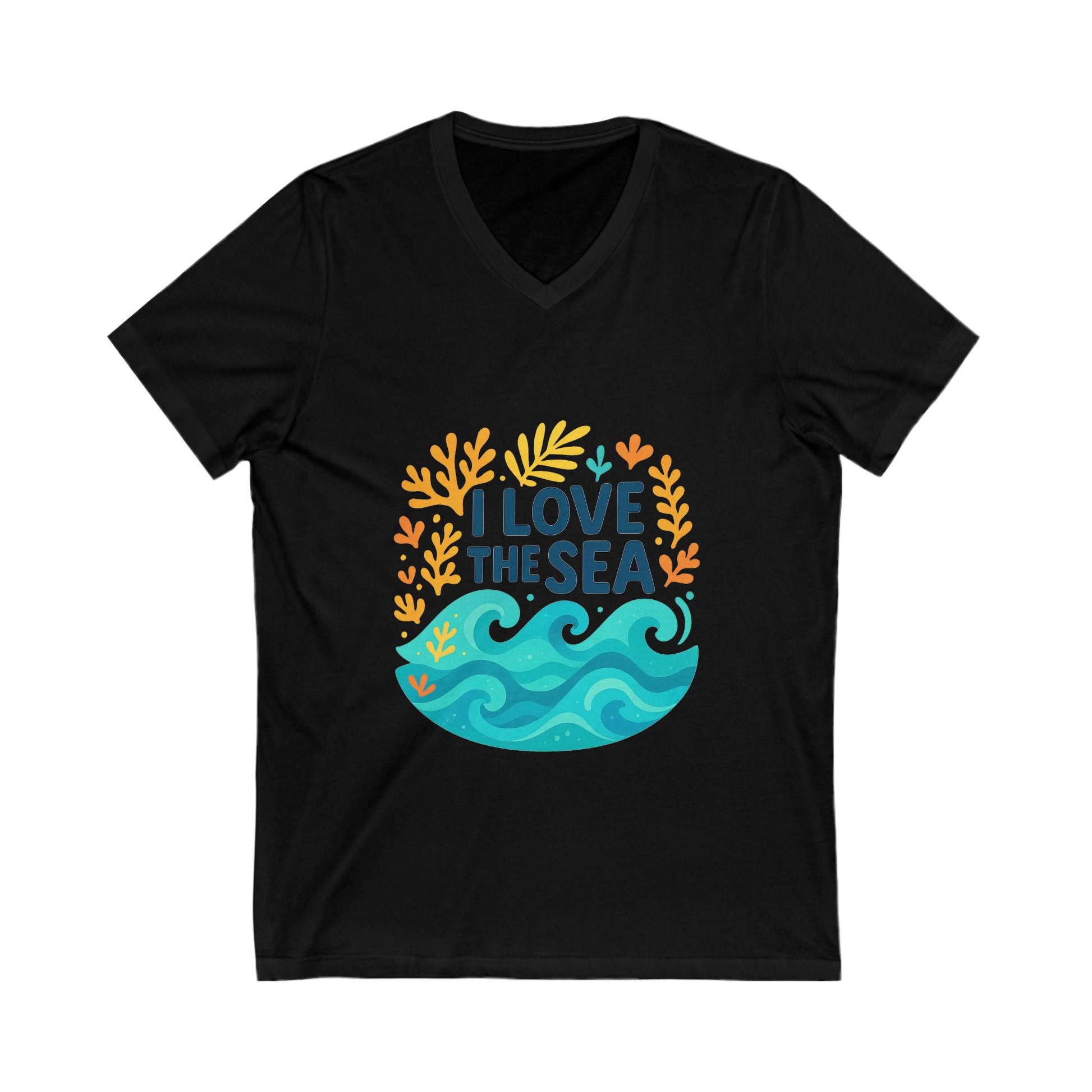 Model wearing ocean-inspired tee on the coast, expressing summer freedom and love for the sea


