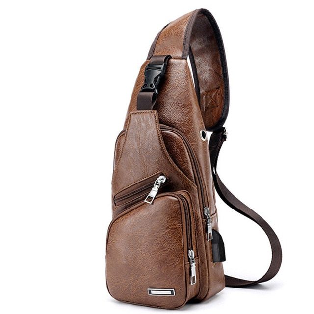 Model wearing the versatile waterproof messenger bag, highlighting its casual yet sophisticated look for any occasion.


