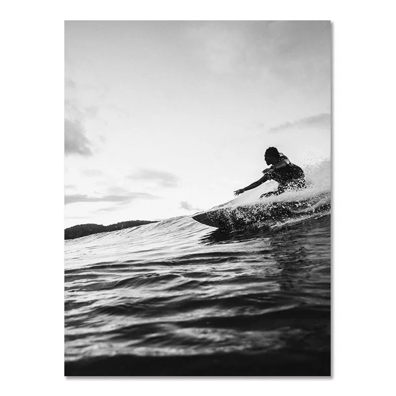 Modern Black and White Beach Wall Art for Home or Office

