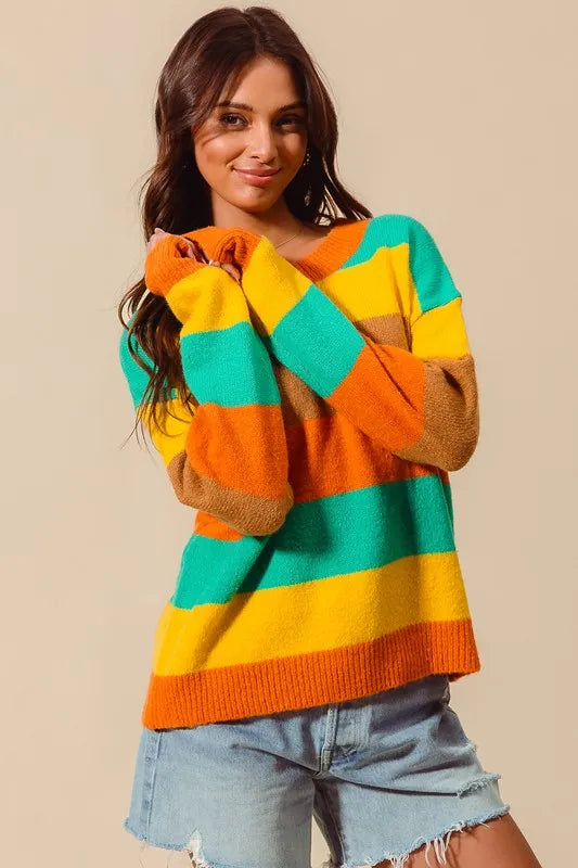 Multi Color Stripe Sweater for Women -Soft Acrylic S–XL