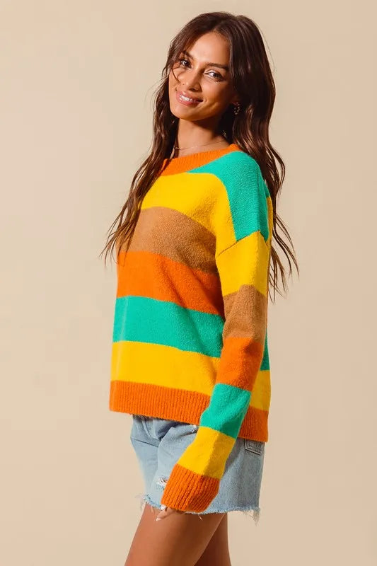 Multi Color Stripe Sweater for Women -Soft Acrylic S–XL