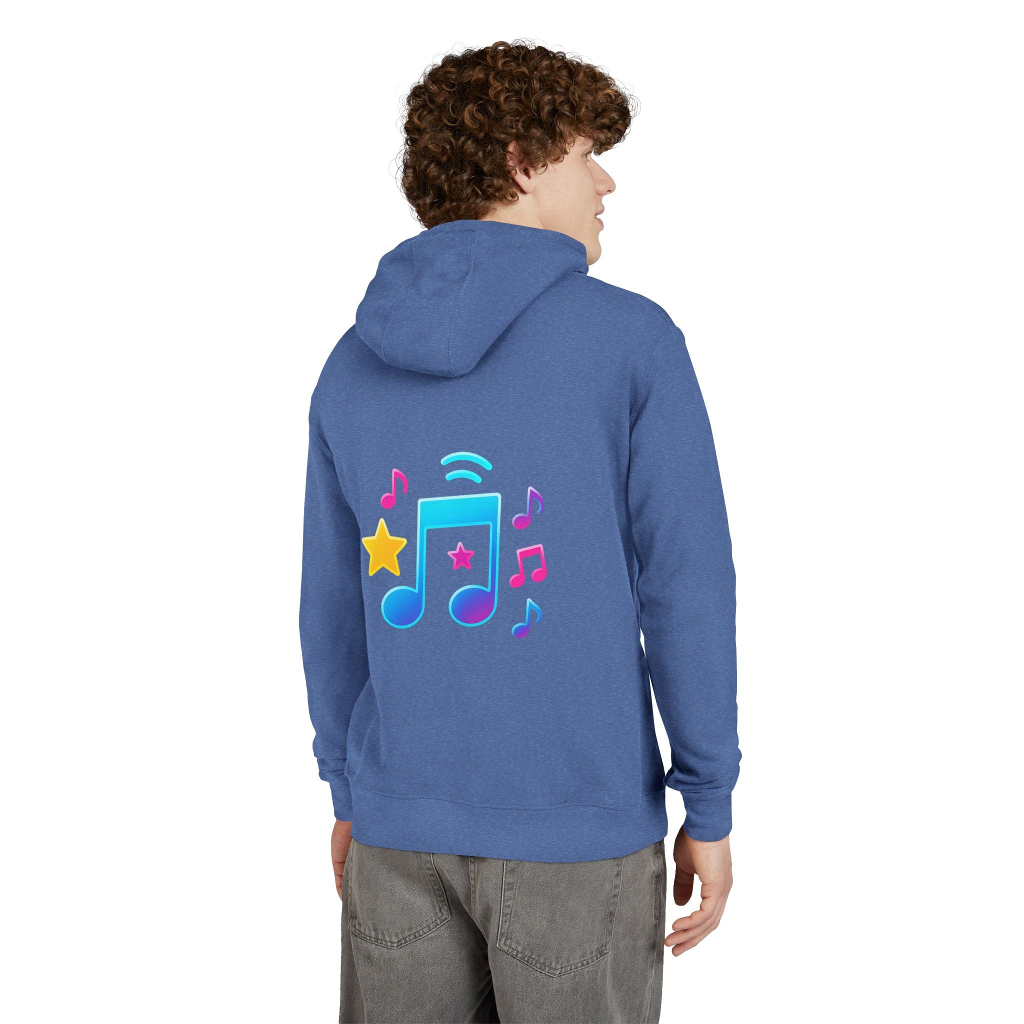 Music Notes Pullover Hoodie with Adjustable Hood

