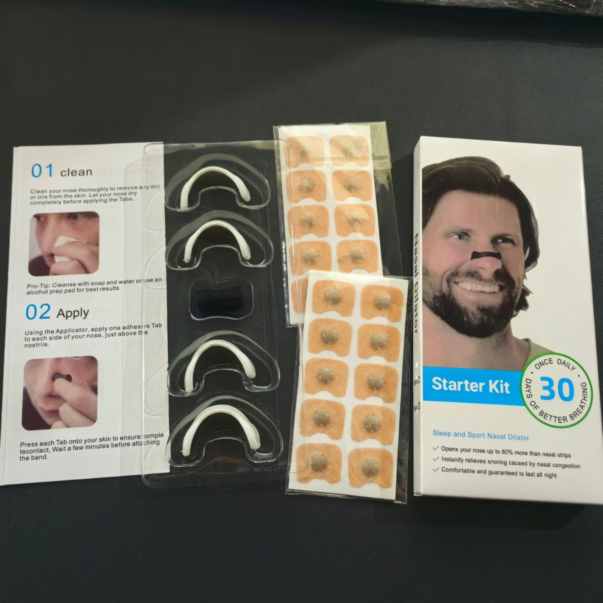 Nasal Breathing Aid Starter Kit Displayed with Real Models
