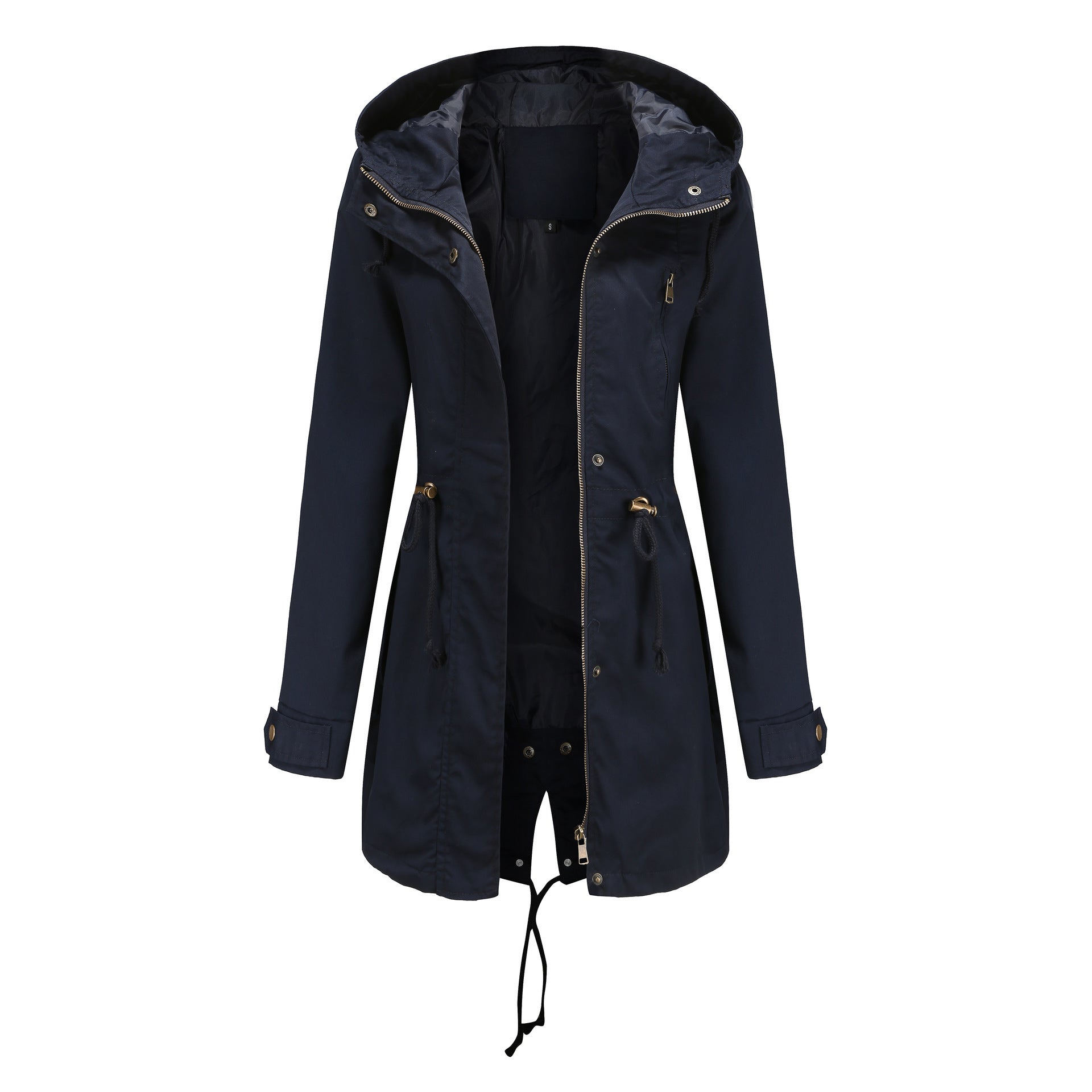 Navy Blue Cotton Anorak – Straight Fit, Long Sleeve, City-Ready