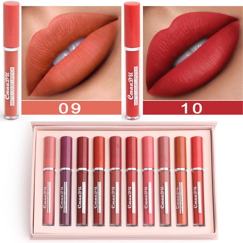 Non-Stick Waterproof Matte Lipstick Swatches on Skin Revealing Rich Pigmentation