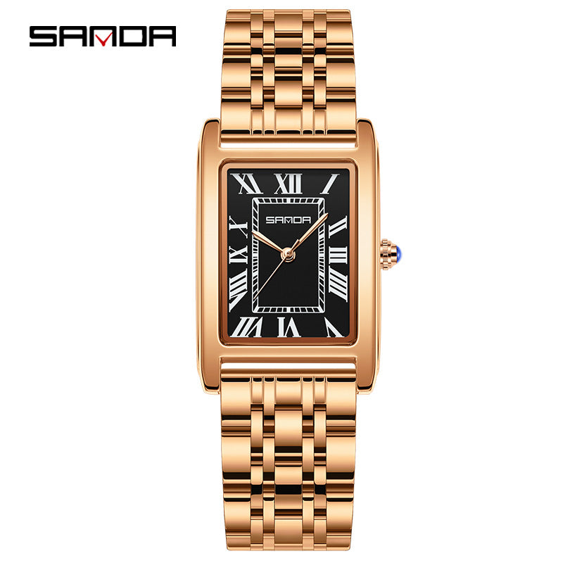Unisex Square Quartz Watch Roman Dial 30M Daily Styling